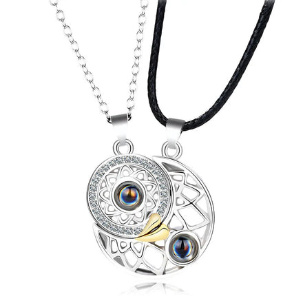 2 Pcs/Set Magnet Attract Each Other Couple Necklace Jewelry Choker Sun Moon Necklaces for Lovers Men Women Girls Boy Lady Gift