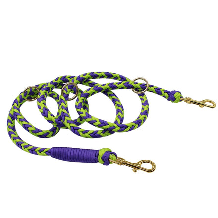3 in 1 Customizable Floral Pattern Polyester Dog Leash Adjustable Paracord Walking Collar Brass Snap Hands-Free Personalized
