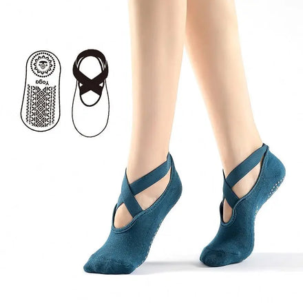 Wholesale Women Gym Dance Ballet Sport Exercise Anti-Slip Cotton Non Slip Massage Fitness Cross Straps Pilates Yoga Socks