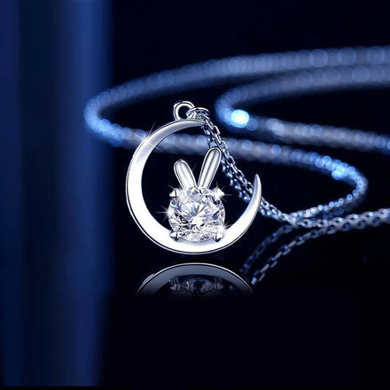 Aimgal 1ct D-VVS1-3EX Moissanite Diamond Bracelet Lucky Moon Rabbit Design S925 Sterling Silver Plated Pt950 for Gifts Parties