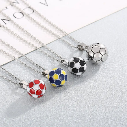 Football Soccer Sport Ball Jewelry Trendy Fashion Stainless Steel Football Pendant Necklace for Fans Souvenir Gift