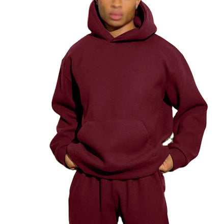 24 Oz Thick Heavy Solid Autumn Knitted Hoodie for Men Custom Drop Shoulder Vintage Oversized Double Layer Eco-Friendly Cotton