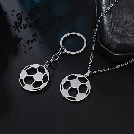 Simple Fashion Soccer Sports Ball Charms Necklace Stainless Steel Geometric Round Hollow Football Pendant Necklace