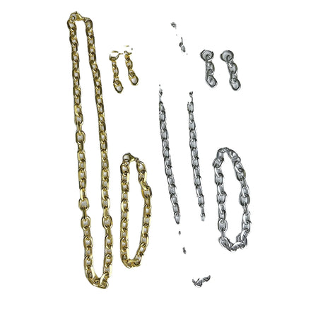 New Arrivals Men's Stainless Steel Necklace Bracelet Earrings Set Trendy Party Gift with Real Gold Electroplating
