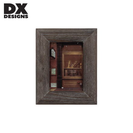 DX DESIGNS Rustic Wood Grain Photo Frame Vintage Distressed Dark Brown Picture Frame for Tabletop Display & Wall Hanging Home