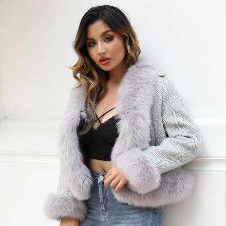 Girls Warm Fur Coat Outerwear Real Fox Fur Jacket Women Fur Coat Winter