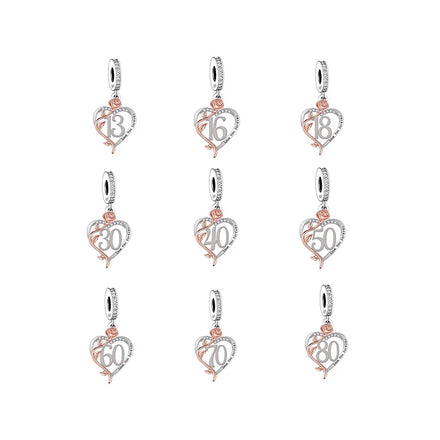 Fit Original Brand Charm Bracelet 925 Sterling Silver Number Birthday Love You Forever Bead for Women Jewelry Making 2023