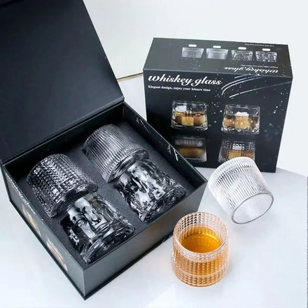 Hot Sale Wholesale Custom Crystal Spinning Modern Art Tumbler Whisky Glass Cup Cups Set