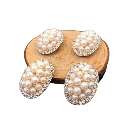 Diy Headband Making Material CZ Crystal Rhinestones Alloy Gold Bottom Pearls Oval Buckle Accessories Girls Jewelry Findings