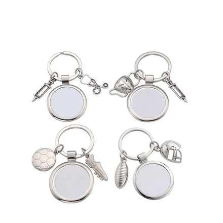 Custom Hot Sale Blank Photo Metal Memorial Football Keychain Sublimation Keychain