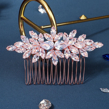 Miallo Hot Selling Zircon Hair Comb Bridal Bridesmaids Rose Gold Hair Combs Hair Accessories for Weddings Girl Jewelry