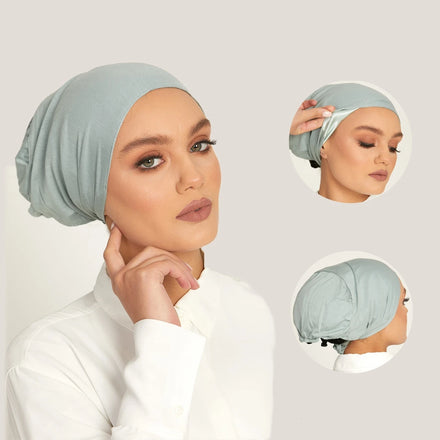 2025 Wholesale Elastic Cotton Inner Instant Jersey Muslim Women Soft Turban Head Wrap Round Front Under Hijab Satin Caps Amira