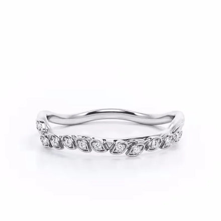 Vintage Olive Leaf Diamond Wedding Ring For Women Gold Minimalist Matching Band Ring