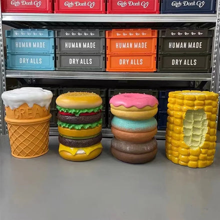 Creative Interesting Wholesale Hamburger Stool Corn Stool Dollar Ice-cream Stool Resin Sculpture for Home Decoration