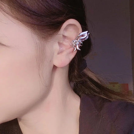 Super Fairy Trendy Pink Zircon Butterfly Clip-On Earrings Geometric Shape No-Piercing Cuff for Wedding Party Super Fairy Brand