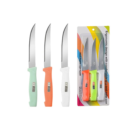 3 Piece Serrated Steak Knife Set Kitchen Fruit Knife Wholesale Plastic Handle Stainless Steel Metal Knives