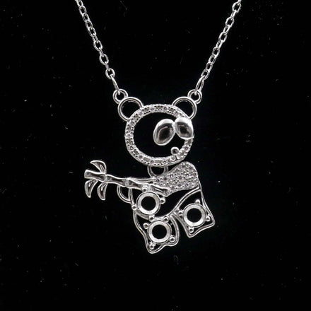 Sterling Silver 4*4mm Semi Mount Necklace Empty Support Blank Claw Setting S925 Base Holder Without Center Stone for DIY Inlay