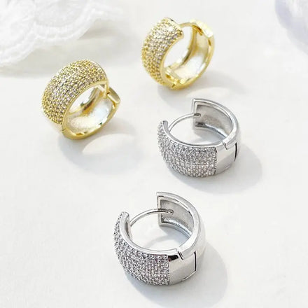 Circle Rhinestone Huggie Earring Geometry Zircon Hoop Earrings for Women Jewelry