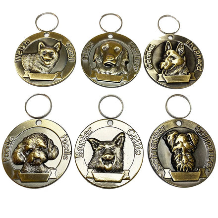 Factory Spot Bronze Dog Tag Three-dimensional Relief Engraved Pet Tag Anti Loss Identity Dog Tags With Chain
