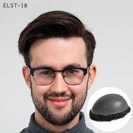 Elegant Hair Transparent Full Thin Skin PU Men Hair Pieces Undetectable Toupee Protesis Capilares Hombres