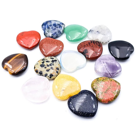 Natural Healing Gemstone Heart Shaped Crystal Pocket Stones 20mm 0.8 Inch Mixed Crystals Hearts for Pendant Other Crystal Crafts