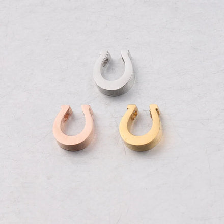Wholesale U Horseshoe Design Stainless Steel Bead Charms Silver / Gold / Rose Gold Blank Charm Beads for Jewelry Bracelet Making