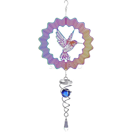 3D Metal Hummingbird Pattern Wind Spinner for Garden Yard Outdoor Indoor Decoration 3d Rotator Wind Chimes