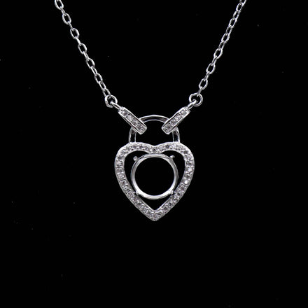 Sterling Silver 8*8mm Semi Mount Necklace Empty Support Blank Claw Setting S925 Base Holder Without Center Stone for DIY Inlay