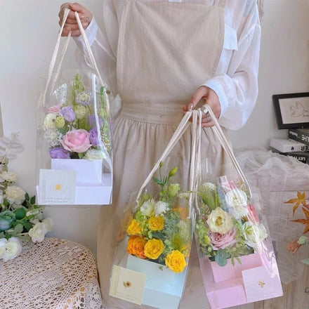 New Arrival Gift Box Portable Folding Bouquet Box Christmas Transparent PVC Flower Box for Party