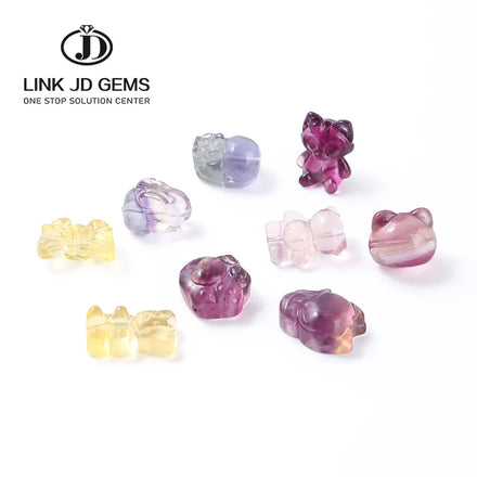 Natural Fluorite Carved Beads Pixiu Buddha Lucky Charm Animal Crystal Spacer Beads DIY Jewelry Making Wholesale