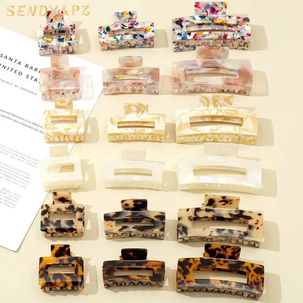 IT150 Fashion Lady Girls Hair Clips 5cm/7.5cm/10.5cm Acetate Hair Claws Square Hollow Hair Claw Clips for Women