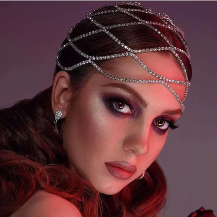 Rhinestone Headpiece Tassel Chain for Women Handmade Hat Crystal Headbands Wedding Hair Accessories