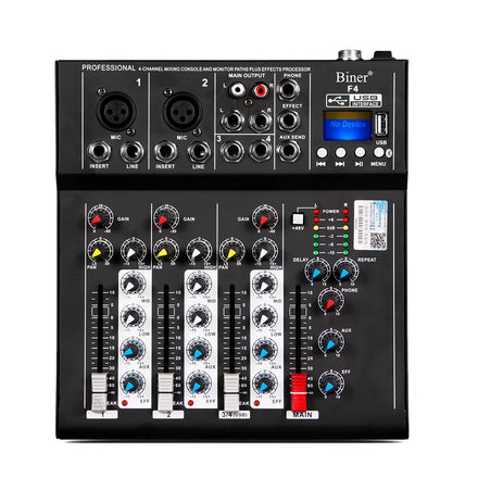 Hot Sale Biner F4 Audio Mixer 4 Channel DJ Sound Interface for Instrument Performance Livestream Recording Mini Mixer Audio