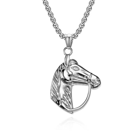 New Fashion Vintage Stainless Steel Horse Head Necklace for Men