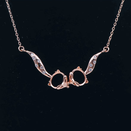 Sterling Silver 7*9mm Semi Mount Necklace Empty Frame Blank Support Claws Setting Base Holder Without Center Stone for Inlay DIY