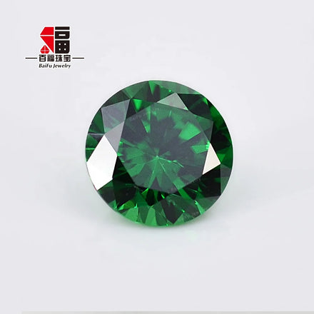 Baifu 1.0-3.0mm Round Brilliant Cut Emerald Green Cubic Zirconia Loose Stones Synthetic CZ Gemstones for Jewelry Making