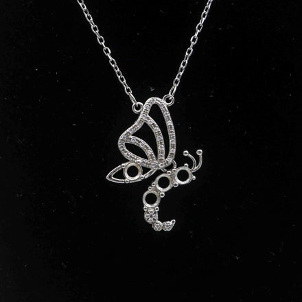 Sterling Silver 4*4mm Semi Mount Necklace Empty Support Blank Claw Setting S925 Base Holder Without Center Stone for DIY Inlay