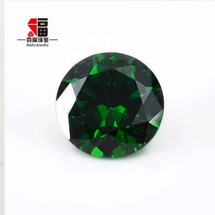 Baifu 1.0-3.0mm Round Brilliant Cut Dark Emerald Green Cubic Zirconia Loose Stones