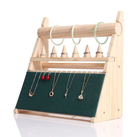 Wooden Large DIY Assembling Jewelry Set Bracelet Rings Necklace Display Prop Organizer Holder