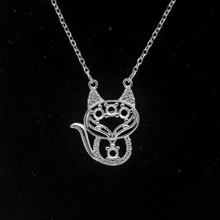 Sterling Silver 3*3mm Semi Mount Necklace Empty Support Blank Claw Setting S925 Base Holder Without Center Stone for DIY Inlay