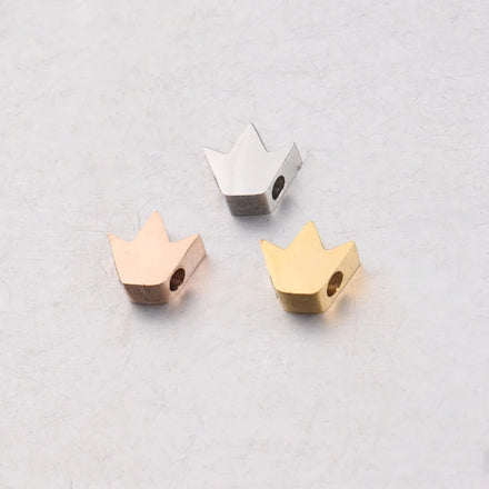 Wholesale Crown Design Stainless Steel Bead Charms Silver / Gold / Rose Gold Blank Charm Beads for Jewelry Bracelet Making
