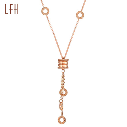 Minimalist Waist Tassel Roman Numeral 18k Pure Gold Necklace Women's Collarbone Chain Oro 18k Original Real Gold Jewelri
