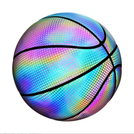 Factory Wholesale MUDA Brand Model 22-31 Holographic Reflective Glowing PU Leather Basketball Size 7 Natural Rubber Bladder
