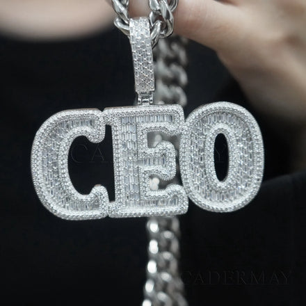 Hip Hop Jewelry CEO Baguette Moissanite Custom Pendant Bling 925 Silver D VVS Moissanite Customized Name Logo Letters Pendant