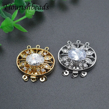 LIWan Plaza Wholesale Jewelry Market Silver Gold Plated 3 Layer Loop Oval Flower Insert Box Clasp for Jewelry Making Findings