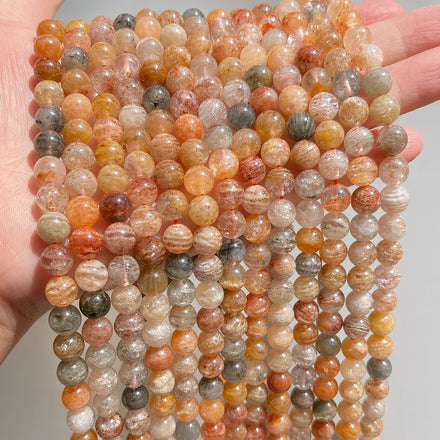 Gorgeous 7A Natural Layer Phantom Ghost Quartz Smooth Round Beads for Jewelry Making Father's Day Gift Crystal Reiki