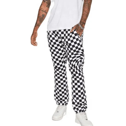 KY New Cotton Checkerboard Check Loose Sweatpants Men Plaid Pants