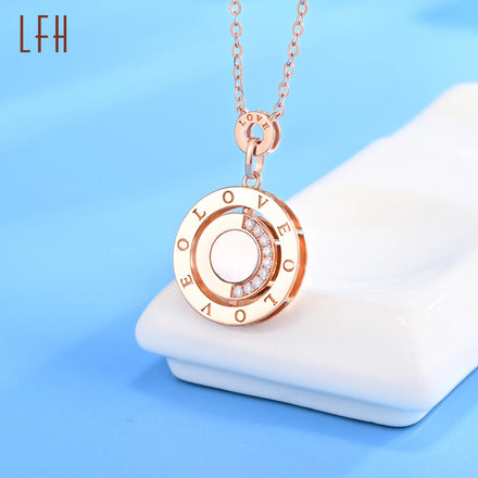 Laofuhua 2022 Simple Fashion 18k Real Gold Women Jewelry Inlaid Diamond Circle 18k Gold Necklace Diamond