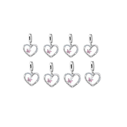 Fit Original Brand Charm Bracelet 925 Sterling Silver I Love to the Moon and Back Heart Family Bead for Women Jewelry Making