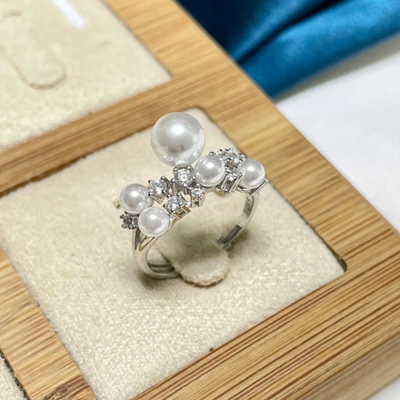 R1134 3-7mm Natural Freshwater Pearl Ring Accessory 925 Sterling Silver Adjustable Size Engagement Jewelry Ring for Women